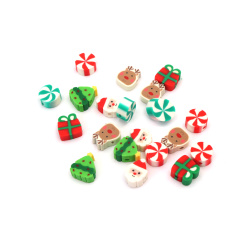 FIMO Elements for Decoration: Christmas Motifs / 12x10x5 mm, Hole: 2 mm - 20 pieces