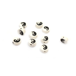 FIMO Elements for Decoration: Yin-Yang / 9x4 mm, Hole: 2 mm /   White - 20 pieces