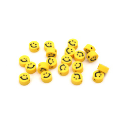 FIMO Elements for Decoration: Smiley Face / 8x4 mm, Hole: 2 mm  - 20 pieces