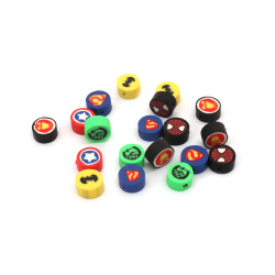 FIMO Elements for Decoration: Super Heroes MIX / 9x5 mm, Hole: 2 mm - 20 pieces