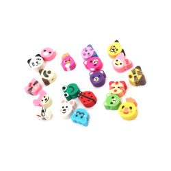 FIMO Elements for Decoration: Cute Animals MIX / 10x9x5 mm, Hole: 2 mm - 20 pieces