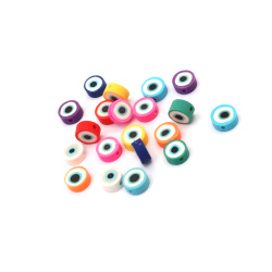 FIMO Elements for Decoration: Evil Eye / 9x4 mm, Hole: 2 mm / Color: MIX - 20 pieces