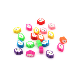 FIMO Elements for Decoration: Cute Clouds / 10x7x5 mm, Hole: 2 mm / Mixed Colors - 20 pieces