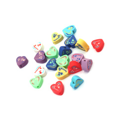 FIMO Elements for Decoration: Hearts / 10x5 mm, Hole: 2 mm / MIX - 20 pieces