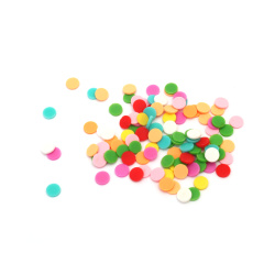 Елементи за декорация фимо 6x1.5 мм кръгчета АСОРТЕ цветове -20 грама
