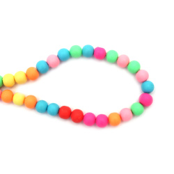 FIMO Ball Beads String / 8 mm,  Hole: 2 mm / Mixed Colors - 50 pieces