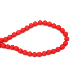 FIMO Ball Beads String / 8 mm,  Hole: 2 mm / Red - 50 pieces