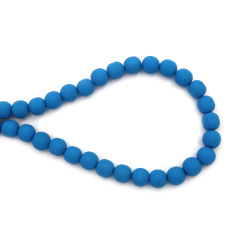FIMO Ball Beads String / 8 mm,  Hole: 2 mm / Blue - 50 pieces