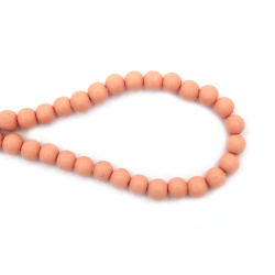 FIMO Ball Beads String / 8 mm,  Hole: 2 mm / Salmon Color - 50 pieces