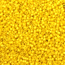 Mărgele de sticlă 2.5x1.6 mm tip MIYUKI Delica Orificiu rotund 0.8 mm solid galben strălucitor -10 grame ~790 buc