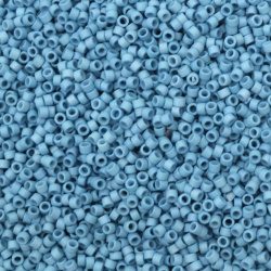 Mărgele de sticlă 2,5x1,6 mm tip MIYUKI Delica Orificiu rotund 0,8 mm solid albastru deschis -10 grame ~790 buc