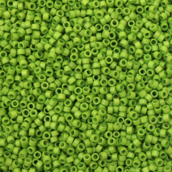 Mărgele de sticlă 2,5x1,6 mm tip MIYUKI Delica Orificiu rotund 0,8 mm verde solid strălucitor -10 grame ~790 buc
