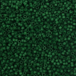 Мъниста стъклена 2.5x1.6 мм тип MIYUKI Delica Round дупка 0.8 мм плътна зелена тъмна -10 грама ~790 броя