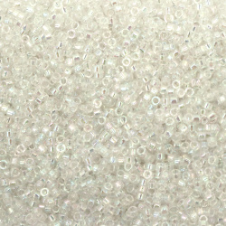 Glass Beads MIYUKI Delica Round / 2.5x1.6 mm, Hole: 0.8 mm / Transparent Rainbow -10 grams ~ 720 pieces
