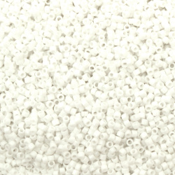 Glass Beads MIYUKI Delica Round / 2x1.6 mm, Hole: 1 mm /  Solid Gloss White - 10 grams ~ 1250 pieces