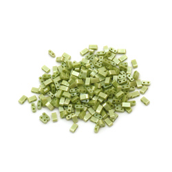 Glass Beads MIYUKI Half TILA / 5x2.3x1.9 mm, Hole: 0.75~0.85 mm / Color: Ceylon Pearl Light Green - 4 grams ~ 85 pieces