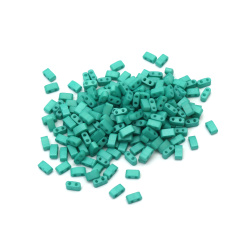 Glass Beads MIYUKI Half TILA /  5x2.3x1.9 mm, Hole: 0.75~0.85 mm / Solid Pearl Satin Dark Aquamarine - 4 grams ~ 85 pieces