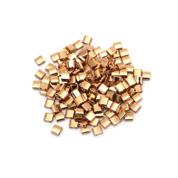 Glass Beads MIYUKI TILA / 5x5x1.9 mm, Hole: 0.8 mm /  Galvanized Gold - 4 grams ~ 23 pieces