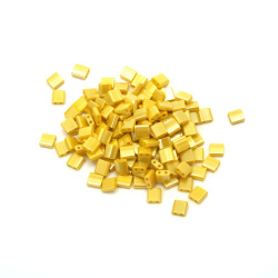 Glass Beads MIYUKI TILA / 5x5x1.9 mm, Hole: 0.8 mm / Ceylon Pearl Yellow - 4 grams ~ 41 pieces