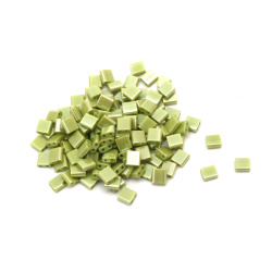 Glass Beads MIYUKI TILA / 5x5x1.9 mm, Hole: 0.8 mm / Ceylon Pearl Light Green - 4 grams ~ 42 pieces