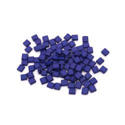 Glass Beads MIYUKI TILA /  5x5x1.9 mm, Hole: 0.8 mm / Solid Pearl Satin Blue - 4 grams ~ 43 pieces