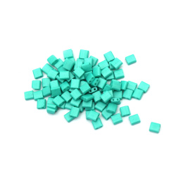 Glass Beads MIYUKI TILA /  5x5x1.9 mm, Hole: 0.8 mm / Solid Pearl Satin Aquamarine - 4 grams ~ 43 pieces
