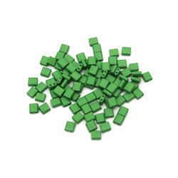 Glass Beads MIYUKI TILA /  5x5x1.9 mm, Hole: 0.8 mm / Solid Satin Green - 4 grams ~ 43 pieces