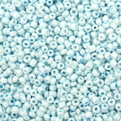 Glass Seed Beads / 3 mm / Solid Pearl Pale Pastel Blue - 20 grams ~ 660 pieces