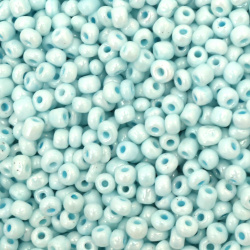 Margele de sticla 4 mm solid albastru perlat pal pastel -20 grame ~240 bucati