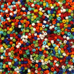 Margele de sticla 2 mm pline multicolore -50 grame ~3670 bucati
