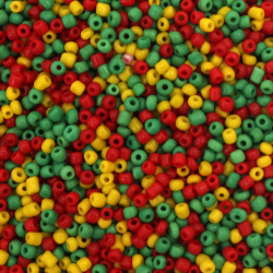 Opaque Glass Beads / 3 mm / MIX: Yellow, Red and Green - 50 grams ~ 1520 pieces