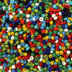 Margele de sticla 3 mm pline multicolore -50 grame ~1520 bucati