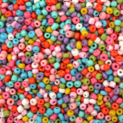 Opaque Glass Seed Beads / 3 mm / Electric Multicolored - 50 grams ~ 1520 pieces