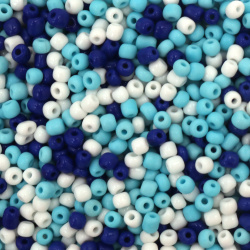 Opaque Glass Beads / 4 mm / MIX: White and Blue - 50 grams ~ 575 pieces