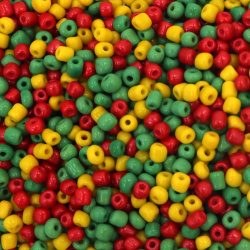 Opaque Glass Beads / 4 mm / MIX: Yellow, Red and Green - 50 grams ~ 575 pieces