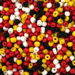 Opaque Glass Beads / 4 mm / MIX: Yellow, Red and Black - 50 grams ~ 575 pieces