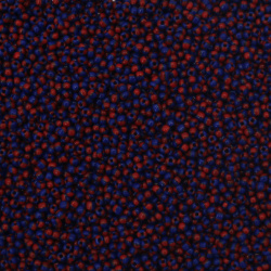 Glass Beads, 3 mm, Opaque Two-Tone Red and Blue - 50 grams