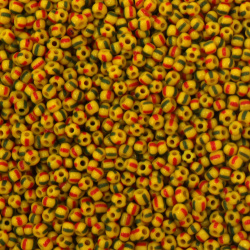 Mărgele de sticlă gaură de 3 mm 0,9~1,2 mm solid tricolor galben cu roșu și verde -15 grame ~460 buc