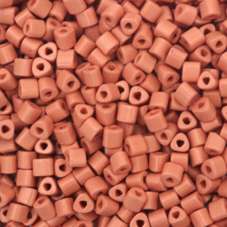 Czech Beads PRECIOSA Triangles / 7x6 mm, Triangular Hole: 2 mm, Solid Salmon Color - 15 grams ~ 38 pieces