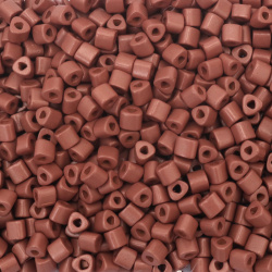 Czech Beads PRECIOSA Triangles / 7x6 mm, Triangular Hole: 2 mm, Opaque Pink-Brown Vintage Color - 15 grams ~ 38 pieces