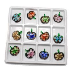 Handmade MURANO Glass Pendant / Apple, 36x33x12 mm, Hole: 5 mm, MIX