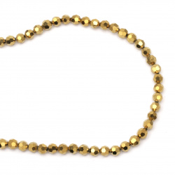 Electroplated crystal beads string, polyhedron shaped for arts, jewelry making projects 8x7 mm hole 1 mm with gold color coating ~ 72 pieces
