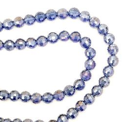Șirag de mărgele de cristal cu pereți multipli 8 mm gaură 1 mm arc purpuriu galvanizat ~ 72 bucăți