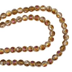 Наниз мъниста кристал многостен 10 мм дупка 1 мм прозрачен галванизиран наполовина матиран цвят злато дъга~72 броя