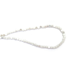 Șir de mărgele cristaline 6x4 mm gaură 1 mm fațetate solide cu strat AB culoare alb perlat ~100 bucăți