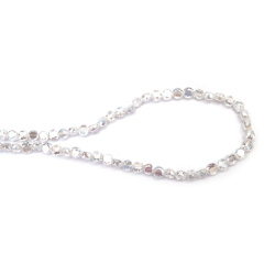 Наниз от кристални мъниста 8x5 мм дупка 1 мм фасетиран прозрачен с AB покритие цвят бял ~100 броя