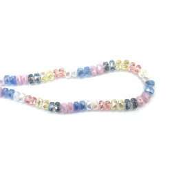 Șir de mărgele cristaline 8x5 mm, gaură 1.5 mm, fațetate dense și transparente, cu strat AB, culoare MIX ~60 bucăți