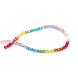 Наниз от кристални мъниста топче 6 мм дупка 1 мм фасетиран прозрачен с AB покритие цвят МИКС ~60 броя