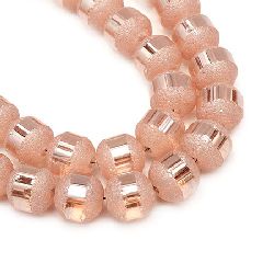 Crystal Matte half Bead 6 ~ 6.5mm Hole 1mm Transparent Galvanized Beige Light ~ 100 Pieces