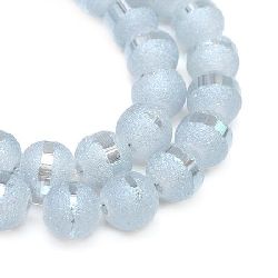 Наниз мъниста кристал топче 6~6.5 мм дупка 1 мм прозрачен галванизиран матиран наполовина бял опушен ~100 броя